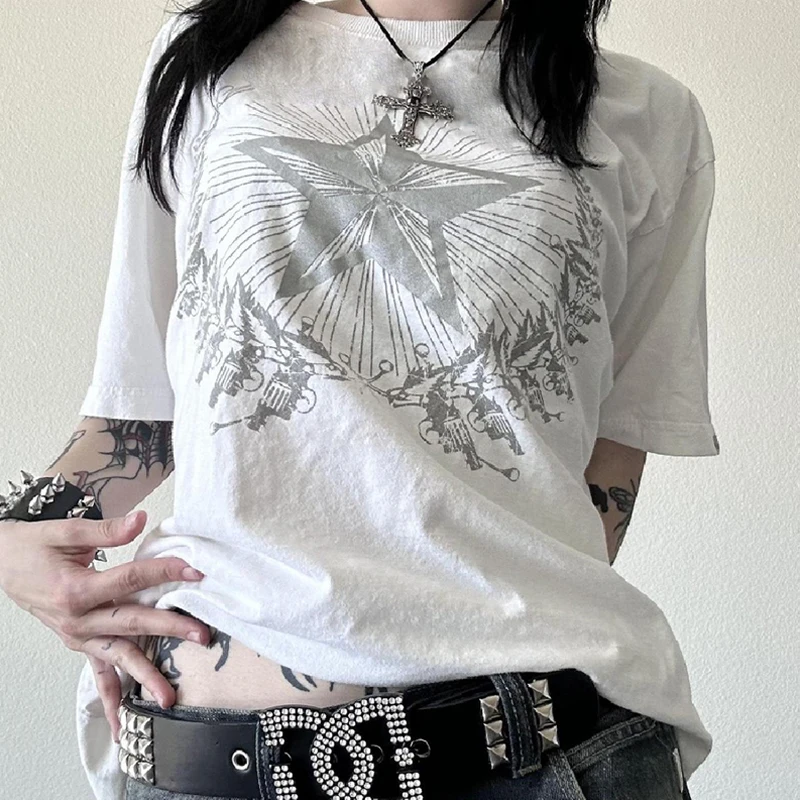 Футболка Y2K в стиле гранж и кибер-Ретро, футболки с коротким рукавом и графическим принтом для E-girl, укороченные топы в японском стиле Харадзюку, винтажная одежда
Футболка Y2K в стиле гранж и кибер-Ретро, футболки с коротким рукавом и графическим принтом для E-girl, укороченные топы в японском стиле Харадзюку, винтажная одежда