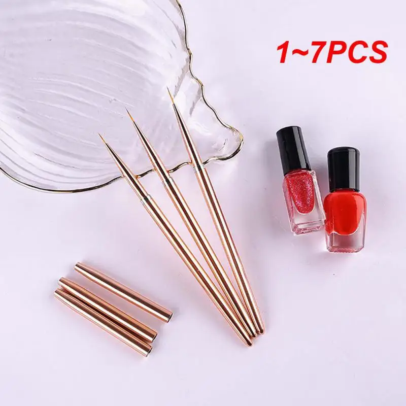 

1~7PCS Acrylic French Stripe Nail Art Line Painting Pen 3D Tips Manicure slim Line Drawing Pen UV Gel Brushes Painting Tools