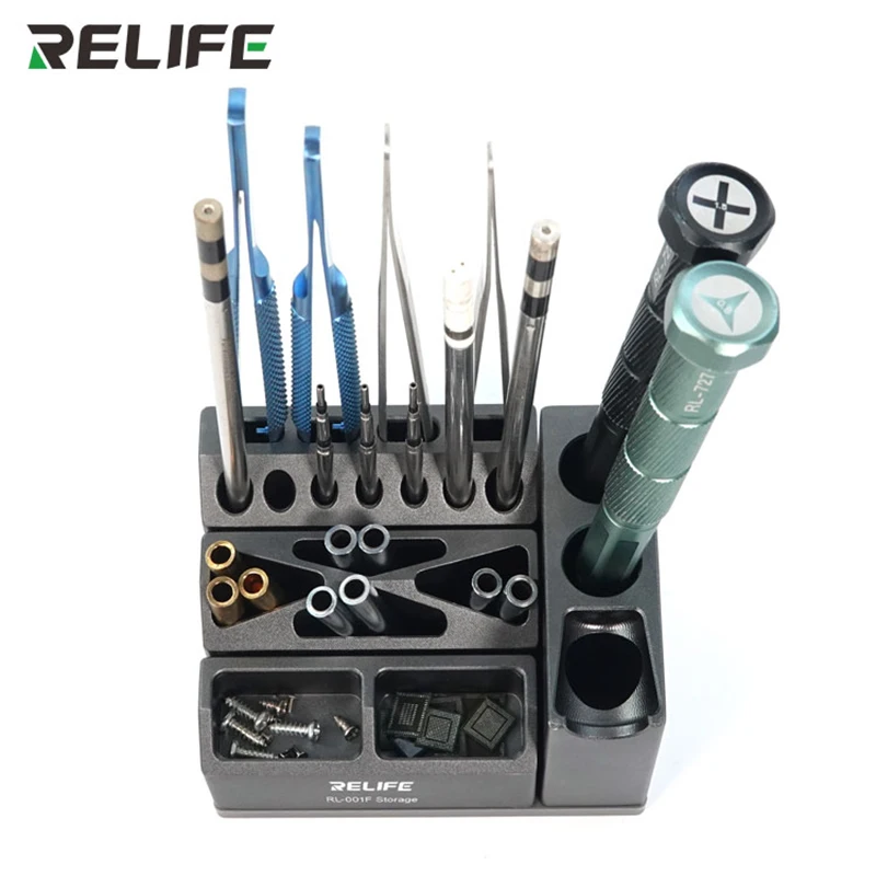 RELIFE RL-001F Original Multifunctional Storage Box Aluminum Alloy Phone Repair Tweezers Screwdriver Screw Parts Organizer
RELIFE RL-001F Original Multifunctional Storage Box Aluminum Alloy Phone Repair Tweezers Screwdriver Screw Parts Organizer