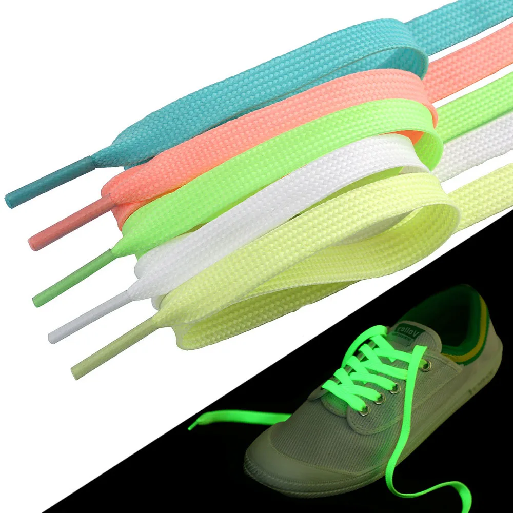 

1Pair Luminous Shoelaces Flat Sneakers Canvas Shoe Laces Glow In The Dark Night Color Fluorescent Shoelace 100/120cm