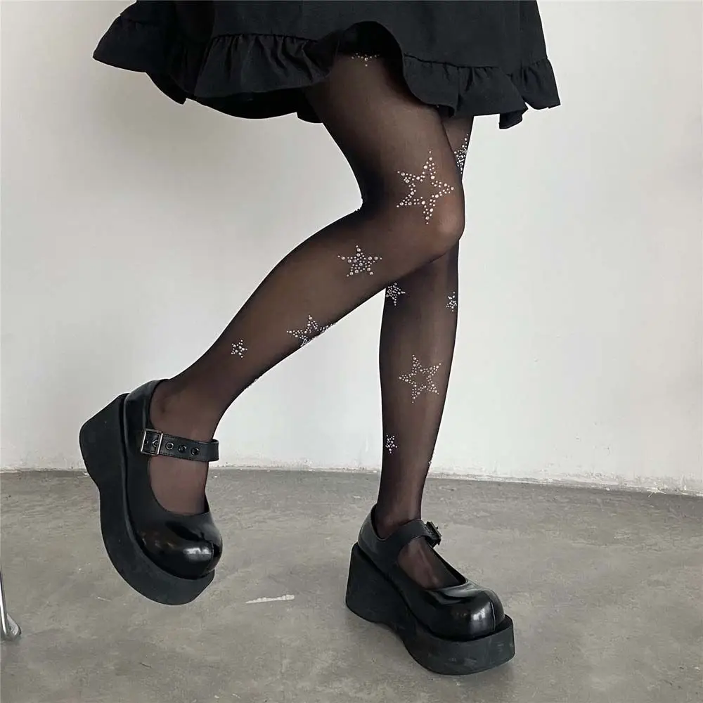 

Breathable Sexy Girl Nightclub Dress Up Diamond Bow Mesh Star JK Tights Female Stockings Body Stockings Pantyhose