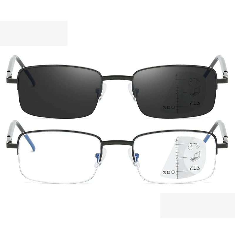 Classic Male Half-rim Photochromic Multifocal Reading Glasses Anti-blue Dual-use Magnifier
Classic Male Half-rim Photochromic Multifocal Reading Glasses Anti-blue Dual-use Magnifier
