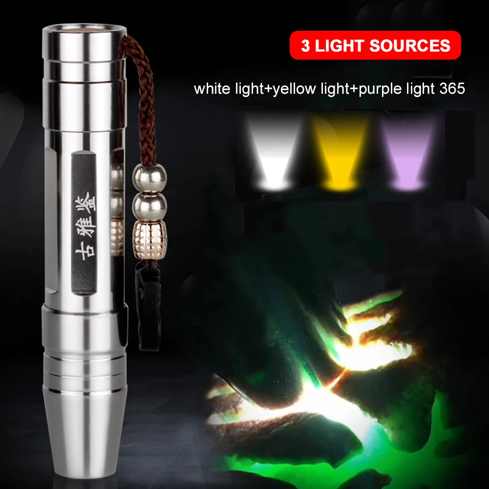 Jade Identification Torch 3 IN 1 LEDs Light Sources Portable Flashlight Dedicated UV Flashlight Ultraviolet Gemstones Jewelry
Jade Identification Torch 3 IN 1 LEDs Light Sources Portable Flashlight Dedicated UV Flashlight Ultraviolet Gemstones Jewelry