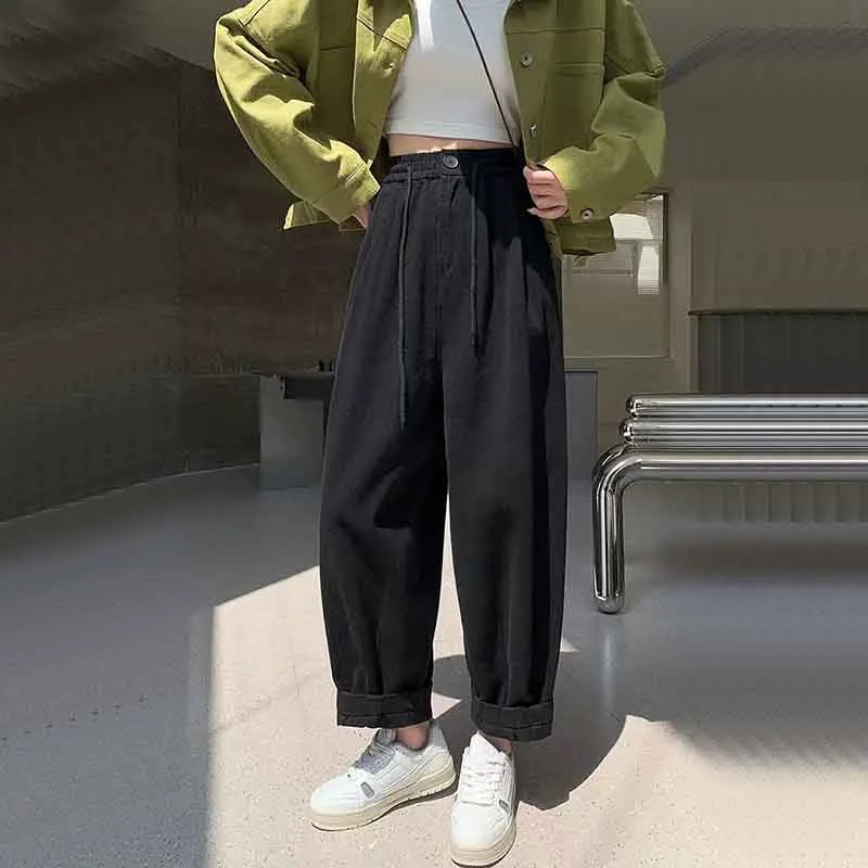 100% Cotton Japanese Cargo Pants Women Fall Loose High Waist Drawstring Casual Harem Trousers Bf Solid All Match Straight Pants
100% Cotton Japanese Cargo Pants Women Fall Loose High Waist Drawstring Casual Harem Trousers Bf Solid All Match Straight Pants