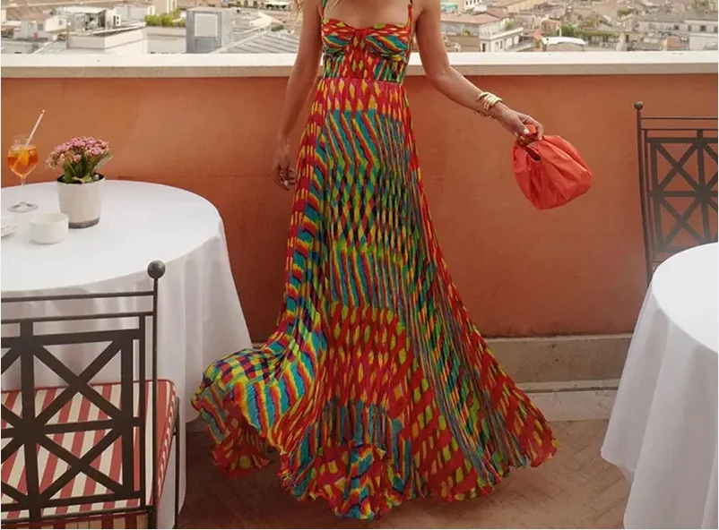 Printed Pleated Women's Dress Sleeveless Halter High Waist Dress 2024 Spring/Summer Fashion Women's Party Gown
Printed Pleated Women's Dress Sleeveless Halter High Waist Dress 2024 Spring/Summer Fashion Women's Party Gown