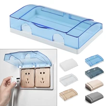 

1PC 86 Type Waterproof Electric Plug Cover Splash Box Double Sockets Switch Protection Box Socket Protector Bathroom Supplies