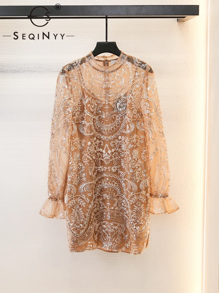 SEQINYY Elegant Mesh Dress Summer Spring New Fashion Design Women Runway Vintage Embroidery Flower Beading High Street Straight
SEQINYY Elegant Mesh Dress Summer Spring New Fashion Design Women Runway Vintage Embroidery Flower Beading High Street Straight