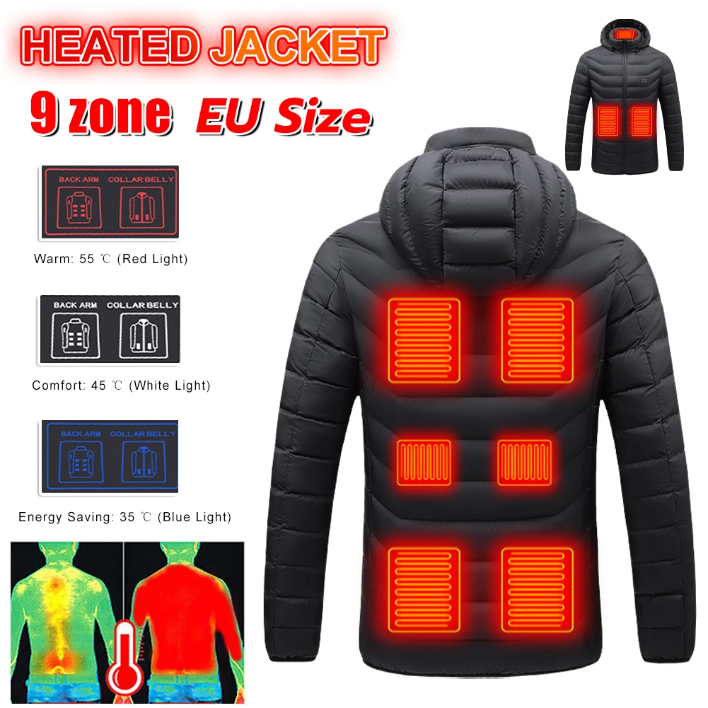 EU Size 9 Heating Zones Jacket Unisex Winter Outdoor Adjustable Heating Coat USB Powered Thermal Coat For Skiing Camping
EU Size 9 Heating Zones Jacket Unisex Winter Outdoor Adjustable Heating Coat USB Powered Thermal Coat For Skiing Camping