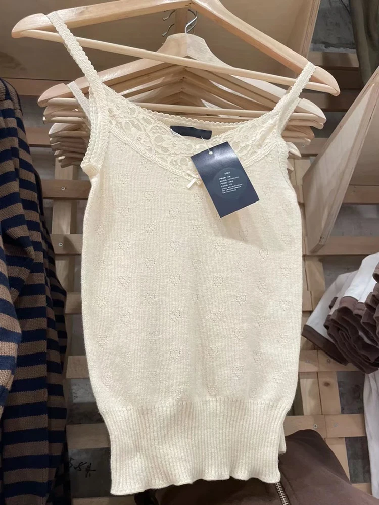 Vintage Lace Knit Camis Tops Women Sweet Cute Heart Hollow Out Sleeveless Cotton Slim Tanks Summer Retro Chic Bow Y2k Tops 2023
Vintage Lace Knit Camis Tops Women Sweet Cute Heart Hollow Out Sleeveless Cotton Slim Tanks Summer Retro Chic Bow Y2k Tops 2023