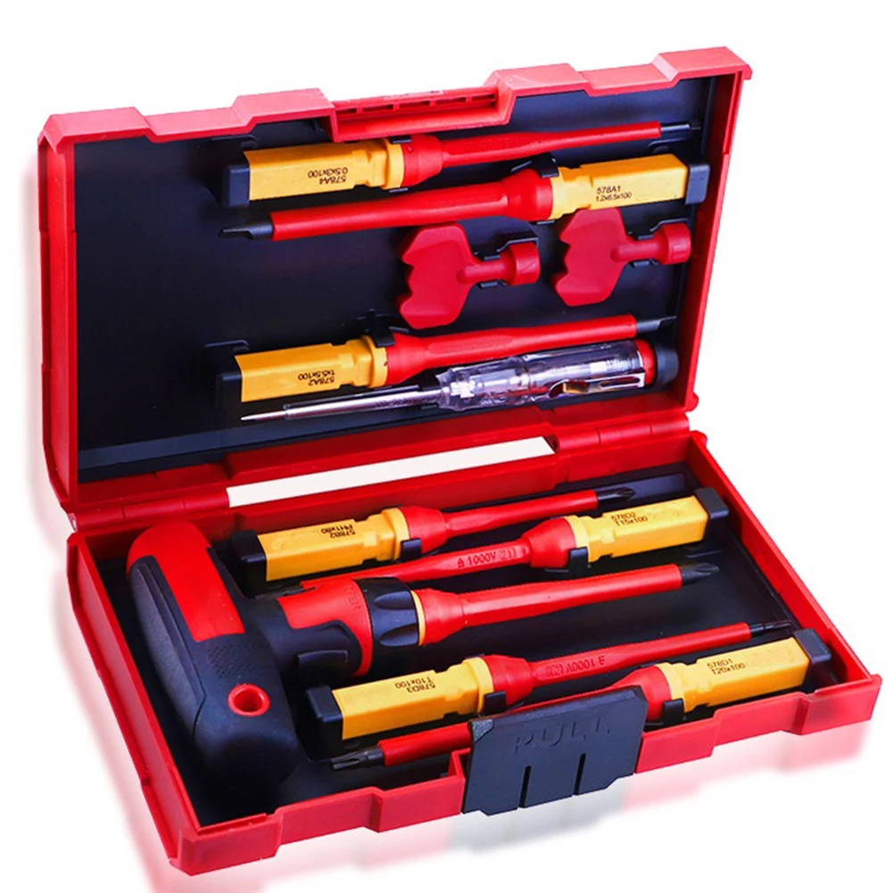 12pcs/set T-shaped Insulated Screwdriver Electrician Repair Tools Kit With 110V-250V Tester Pen Magnetic Cross Screwdriver Tools
12pcs/set T-shaped Insulated Screwdriver Electrician Repair Tools Kit With 110V-250V Tester Pen Magnetic Cross Screwdriver Tools