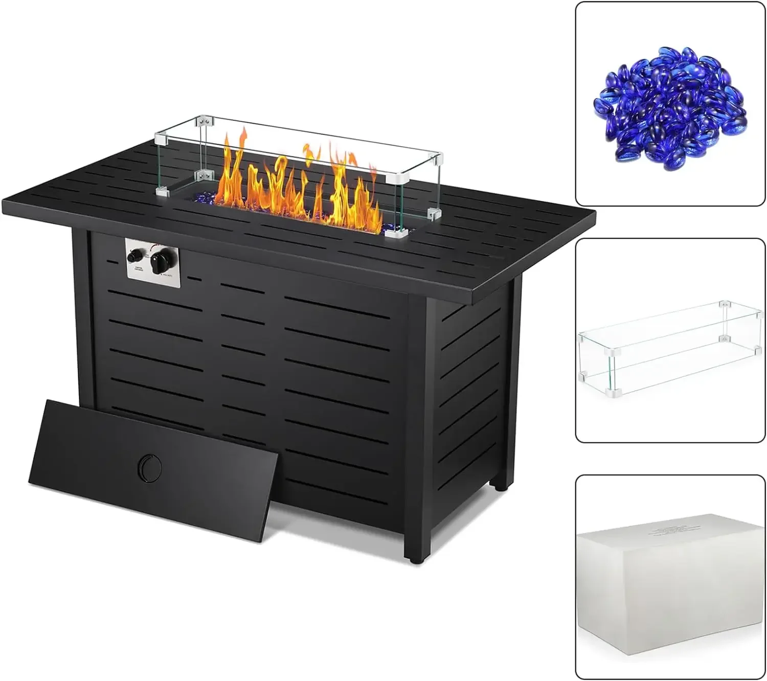 R.W.FLAME 43"Fire Pit Table,Propane Fire Pit Table with Blue Glass Rocks and Tempered Glass Wind Guard.Outdoor Fire Pit with Lid
R.W.FLAME 43"Fire Pit Table,Propane Fire Pit Table with Blue Glass Rocks and Tempered Glass Wind Guard.Outdoor Fire Pit with Lid