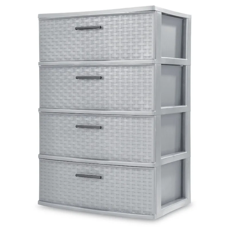 

Sterilite 4 Drawer Wide Weave Tower, Cement or White