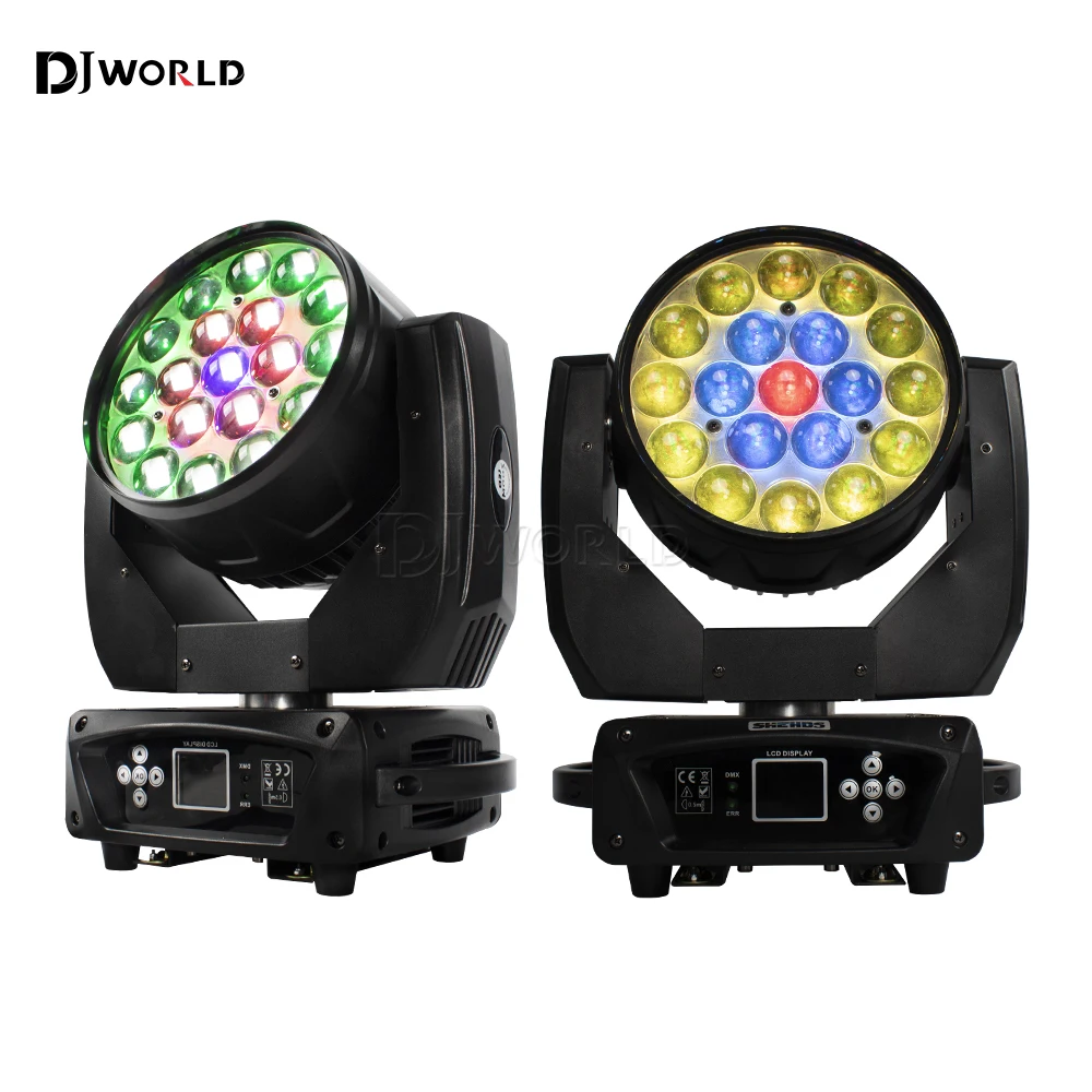 

2PCS/SET 19x15W LED Wash Zoom Moving Head Light RGBW Beam Lighting DMX Professional Stage Disco Party Bar KTV Bar Stage Effect