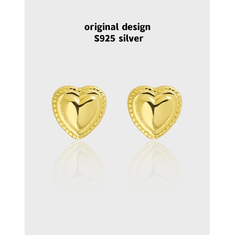 

Original S925 sterling silver peach heart-shaped love earrings for women, light luxury fashion banquet jewelry gift
