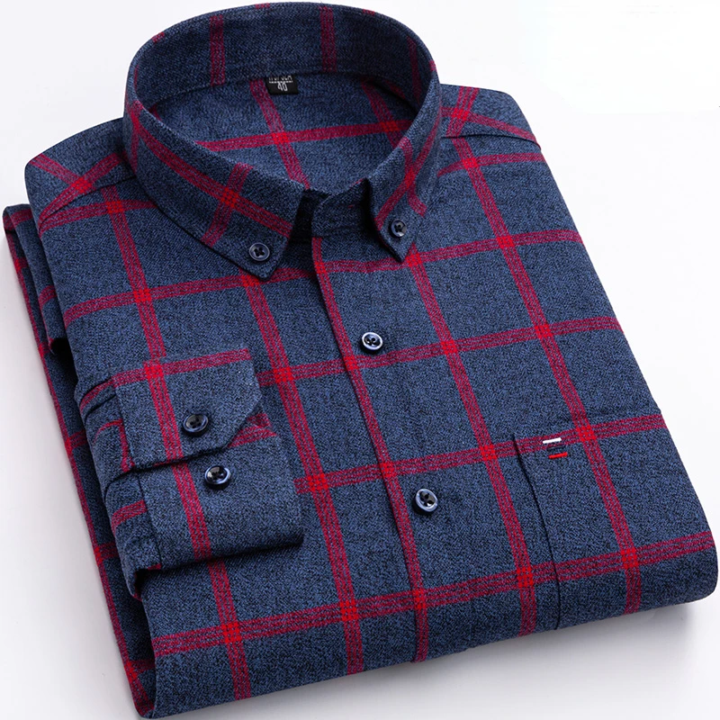 Autumn Winter Pure Cotton Men's Plaid Shirt Long Sleeve Regular Fit Men Casual Oversized Shirt Checked Leisure Male Blouses
Autumn Winter Pure Cotton Men's Plaid Shirt Long Sleeve Regular Fit Men Casual Oversized Shirt Checked Leisure Male Blouses