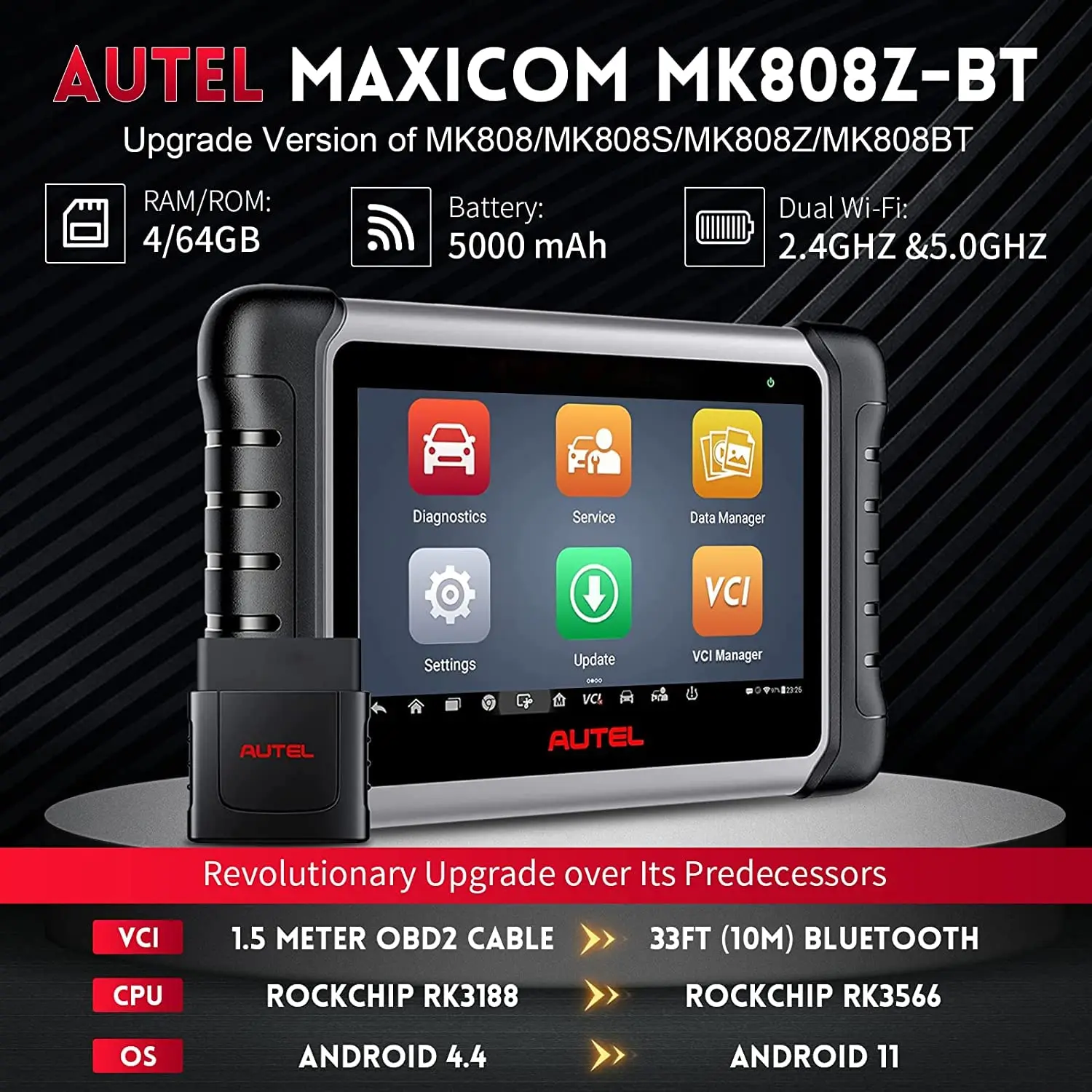 Autel MK808Z-BT OBD2 Scanner Code Reader Automotive Diagnostic Tool 2023 Bi-Directional Control Scan All Systems FCA Auto Auth
Autel MK808Z-BT OBD2 Scanner Code Reader Automotive Diagnostic Tool 2023 Bi-Directional Control Scan All Systems FCA Auto Auth