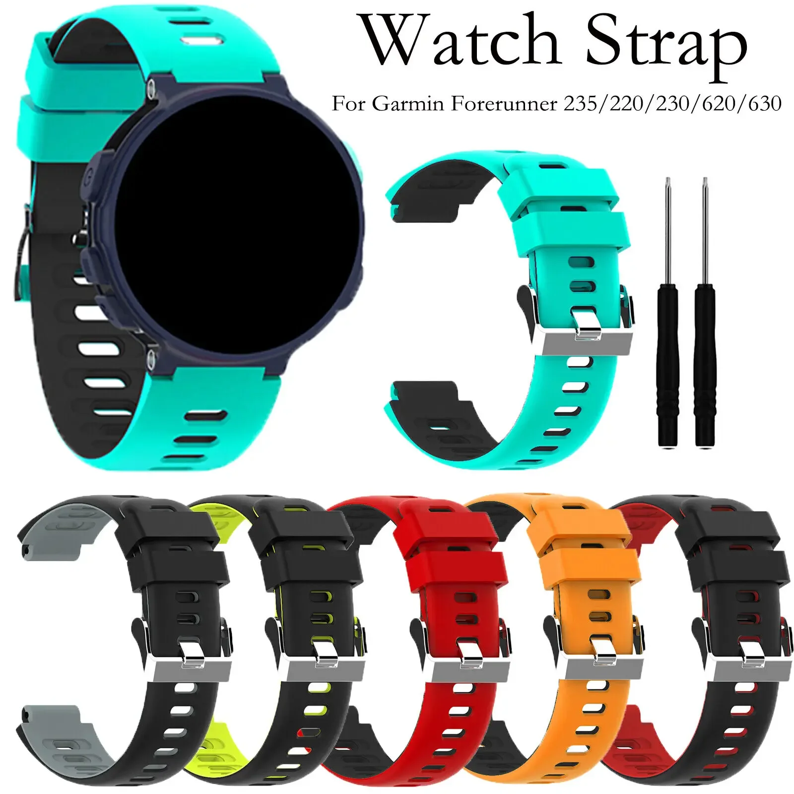 

Rubber Strap For Garmin Forerunner 735XT 735 220 230 235 620 630 Smart Watch Wristband Replace Sport Bracelet Approach S20 S5 S6