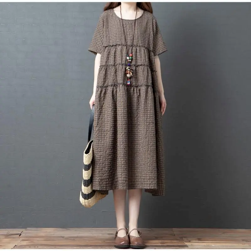 Cotton Linen Dresses Women Summer Trend Thin A-line Skirt Oversize Dress Korean Style Loose Casual Short Sleeve Mid Length Dress
Cotton Linen Dresses Women Summer Trend Thin A-line Skirt Oversize Dress Korean Style Loose Casual Short Sleeve Mid Length Dress