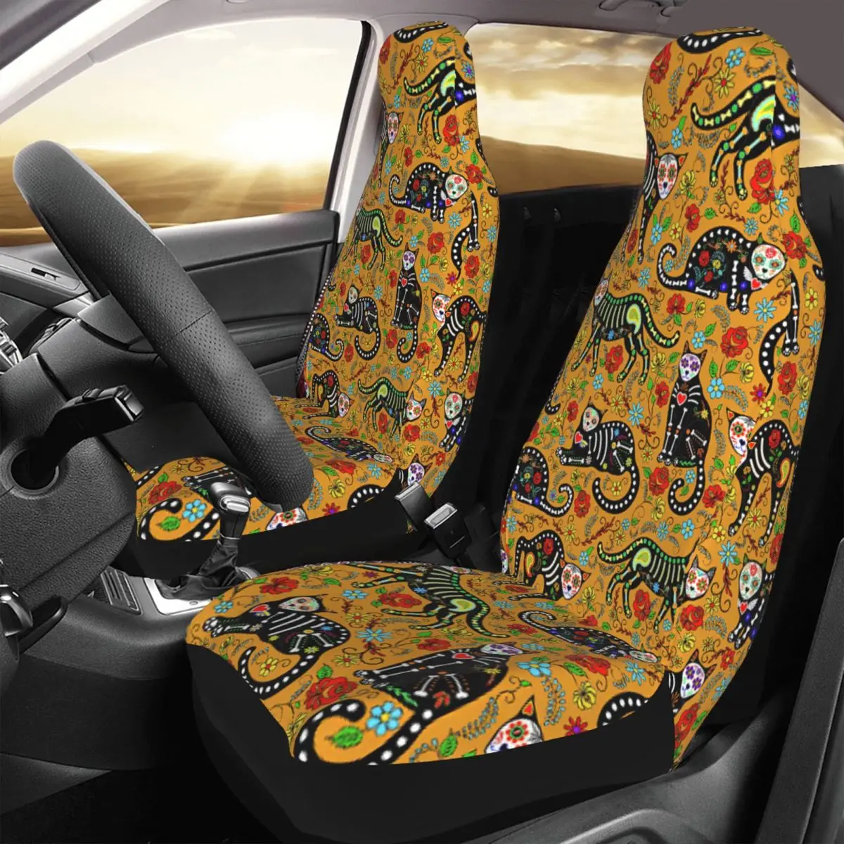 Calavera Sugar Skull Black Cats Car Seat Cover Custom Printing Universal Front Protector Accessories Cushion Set
Calavera Sugar Skull Black Cats Car Seat Cover Custom Printing Universal Front Protector Accessories Cushion Set
