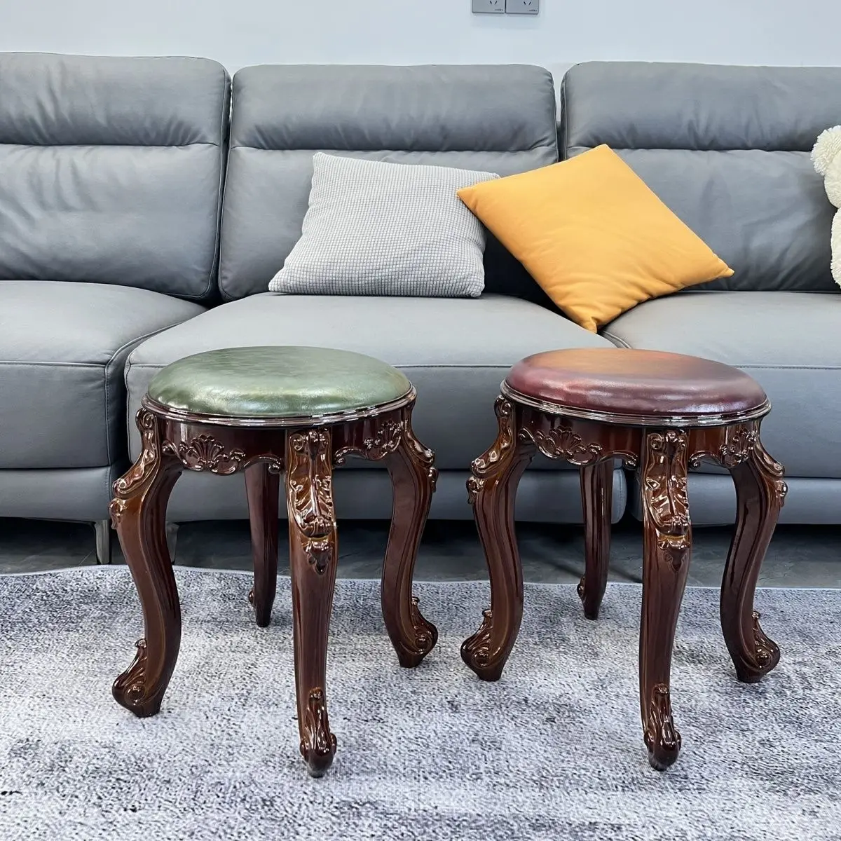 

Европейский Винтажный прочный домашний стул орехового цвета, высокие стулья, макияж, туалетный столик для гостиной, обеденный стол, табурет, мебель