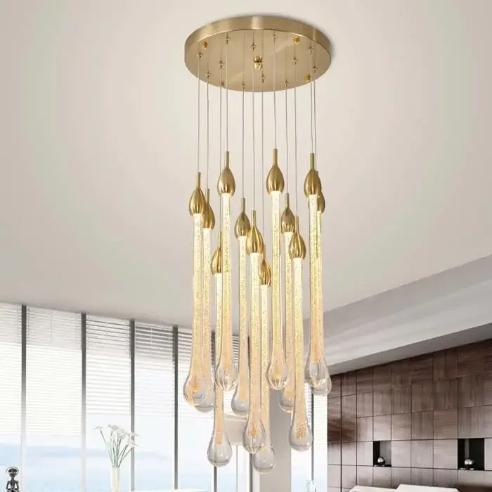 Water Drop Chandelier Staircase Modern LED Hanging Light Villa Living Room Restaurant Bar Creative Crystal Pendant lamp Luster
Water Drop Chandelier Staircase Modern LED Hanging Light Villa Living Room Restaurant Bar Creative Crystal Pendant lamp Luster