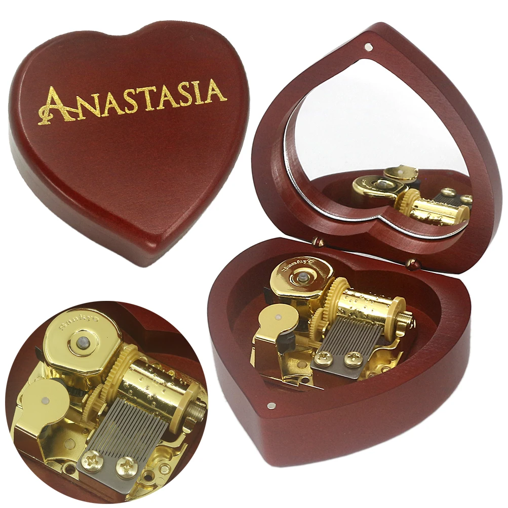 

SOFTALK Anastasia-Once Upon A December Solid Wood Heart shaped Music Box Birthday, Christmas, Valentine's Day Gift
