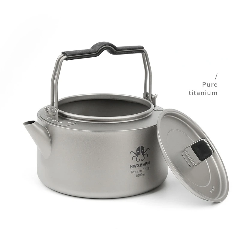 700/1000ML Camping Titanium Kettle Outdoor Tea Coffee Kettle Tableware Pot Supplies Tourist Dishes Hiking Cooking Equipment
700/1000ML Camping Titanium Kettle Outdoor Tea Coffee Kettle Tableware Pot Supplies Tourist Dishes Hiking Cooking Equipment