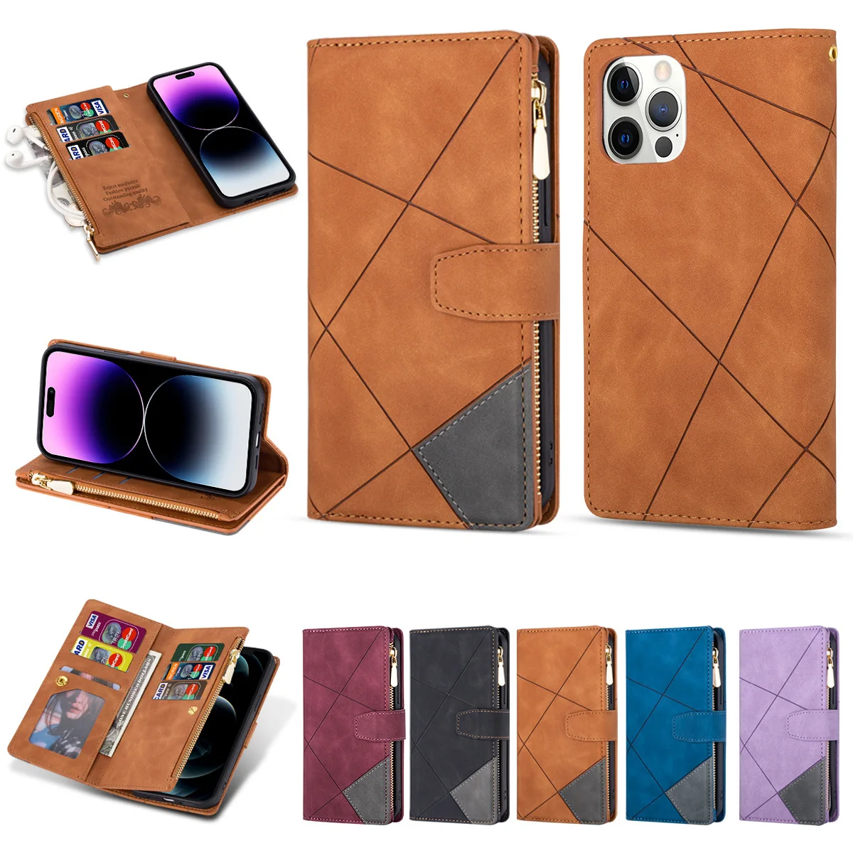 Zipper Wallet Case for iPhone 15 Pro Max 14 13 12 11 Pro Max 15 Plus 13 Pro Hand Strap Leather Card Slots Flip Cover
Zipper Wallet Case for iPhone 15 Pro Max 14 13 12 11 Pro Max 15 Plus 13 Pro Hand Strap Leather Card Slots Flip Cover