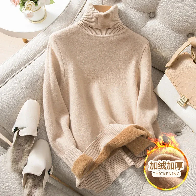 Autumn and Winter Turtleneck Sweater Women Fall Winter 2023 Thicken Warm Basic Knitwear Jumper Slim Tops Velvet Knitted Pullover
Autumn and Winter Turtleneck Sweater Women Fall Winter 2023 Thicken Warm Basic Knitwear Jumper Slim Tops Velvet Knitted Pullover