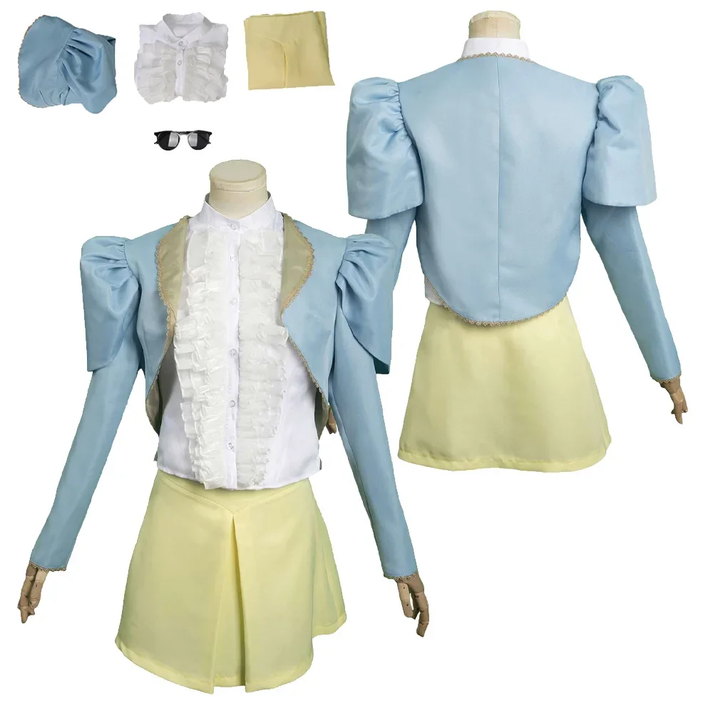 

Женский костюм Bella Baxter, костюм для косплея из сериала «бедные герои», голубое пальто, желтая юбка, костюм для Хэллоуина, карнавальный костюм для взрослых