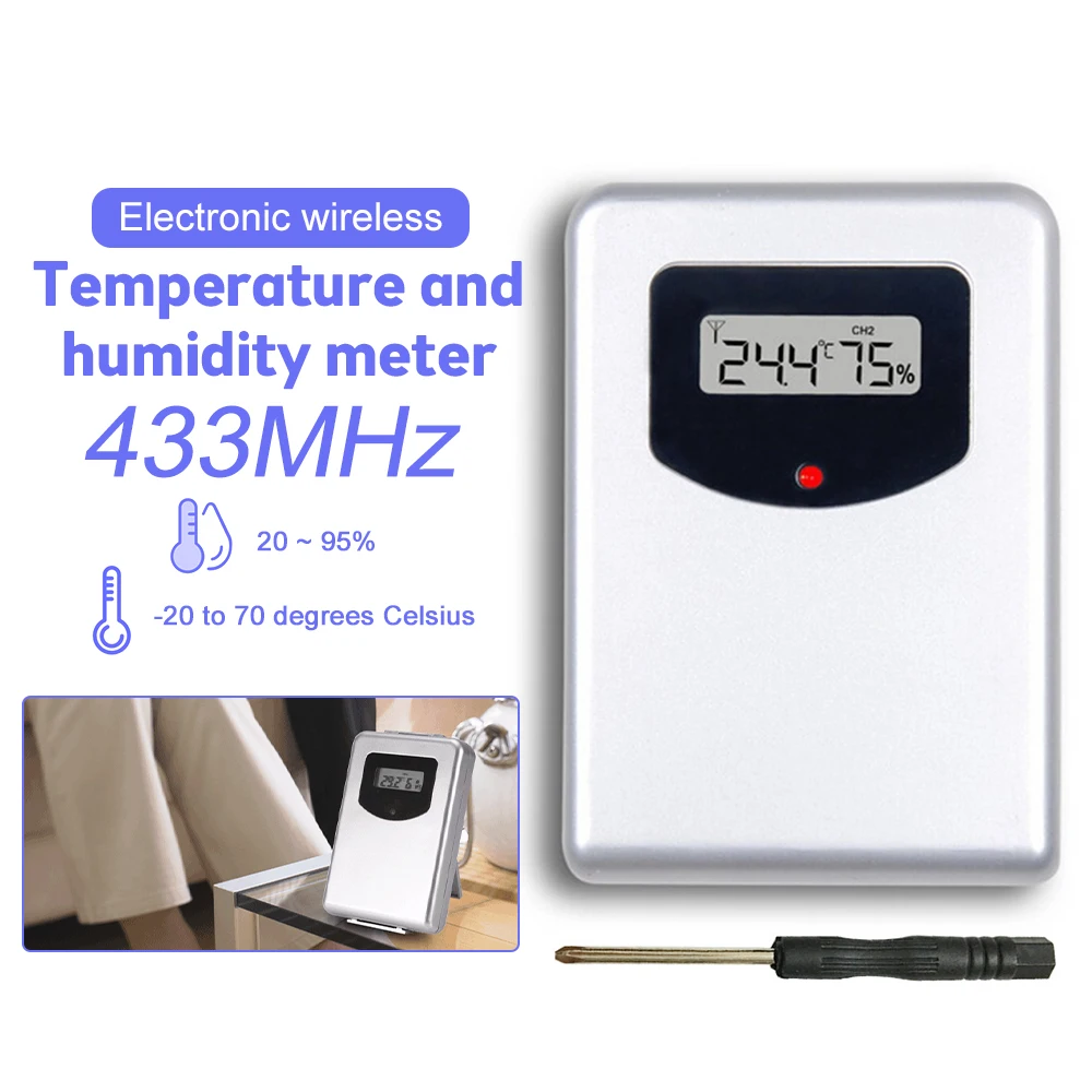 

Wireless Digital Hygrometer Thermometer Room Humidity Gauge Temperature and Humidity Sensor Meter 433MHz Weather Station