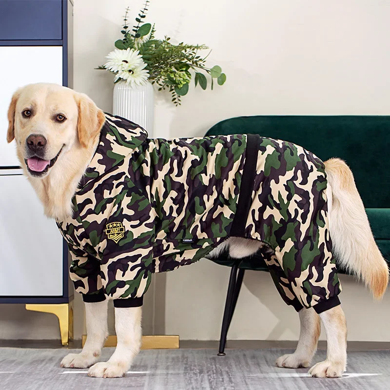 

Big dog clothing autumn and winter VIP gold haired Labrador small, medium, and large dog camouflage four legged clothes