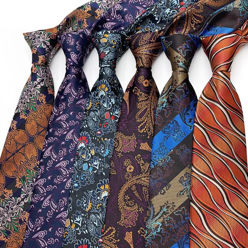 

New 8CM Mens Ties Paisley Floral Formal Classic Business Necktie Jacquard Woven Neck ties For Men Groom Wedding Party Neckwear