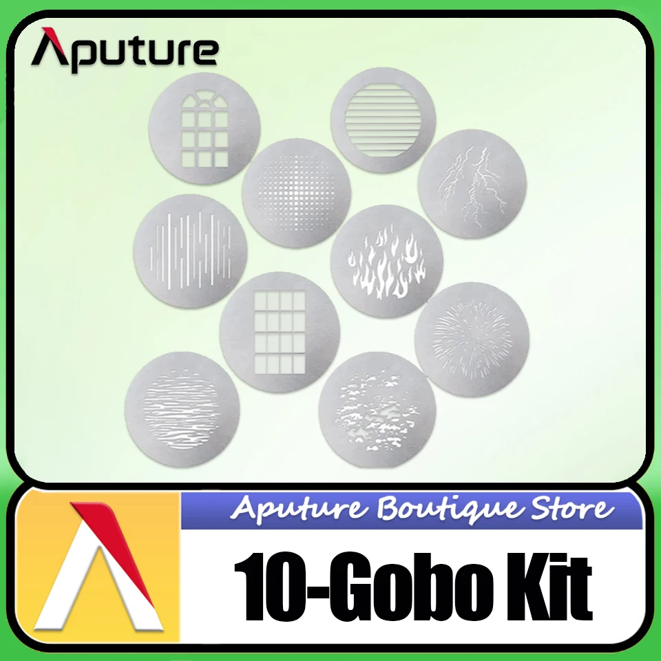 Aputure 10-Gobo Kit B-Размер совместим с креплением для прожектора Фото аксессуары
Aputure 10-Gobo Kit B-Размер совместим с креплением для прожектора Фото аксессуары