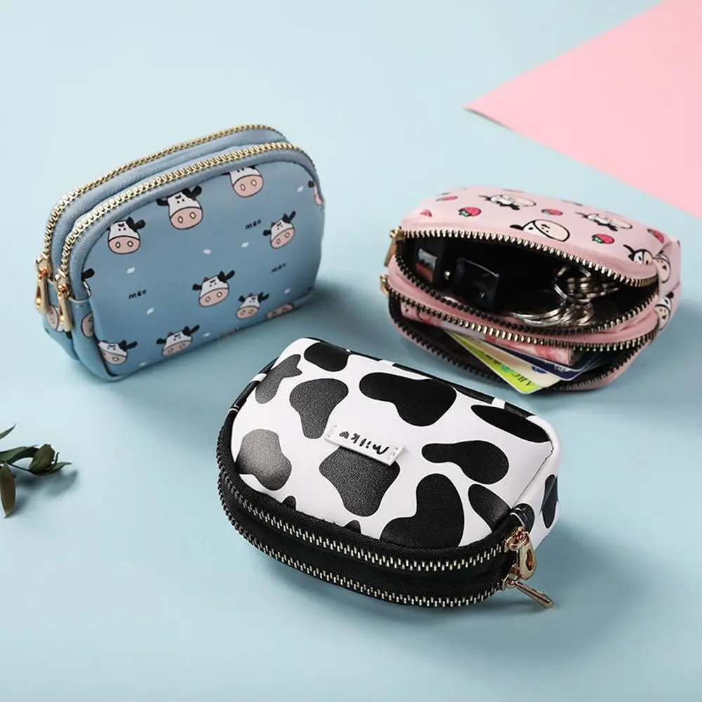 

Zipper Strawberry Lipstick Storage Bags Girls Money Bag Cartoon Money Bag Cow Coin Purse Korean Card Holder Women Purse Wallets