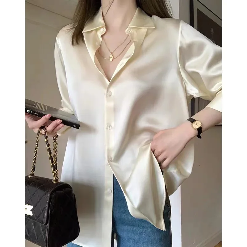 Silk Women Shirt Loose Blouse for Women Fashion Satin Shirts and Blouses Long Sleeve Button Casual Shirts Elegant Women Clothing
Silk Women Shirt Loose Blouse for Women Fashion Satin Shirts and Blouses Long Sleeve Button Casual Shirts Elegant Women Clothing
