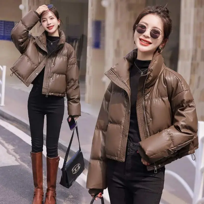 

Winter Clothes Women Parkas Puffer Jacket Warm Cropped Jacket Puffy Thick Short Tops Cotton Jacket Korean Chic Long Sleeve New