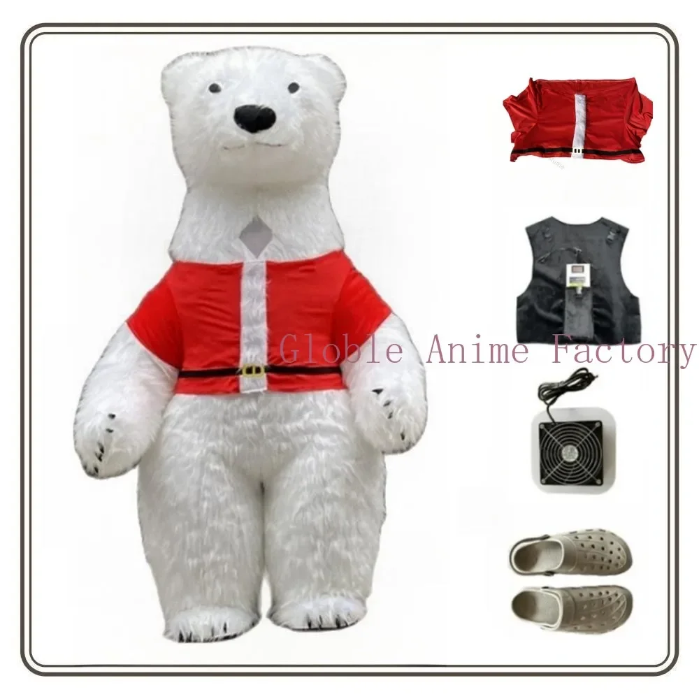 

Christmas Polar Bear Mascot Inflatable White Bear Costume 2m/2.6m/3m Giant Plush Doll Polar Bear Panda Cosplay Costume