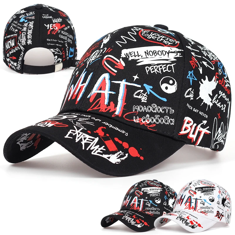 

New Hat Couple Fashion Graffiti Baseball Hat Adjustable Hip Hop Rap Sports Hat Children Sunshade Hat Wholesale