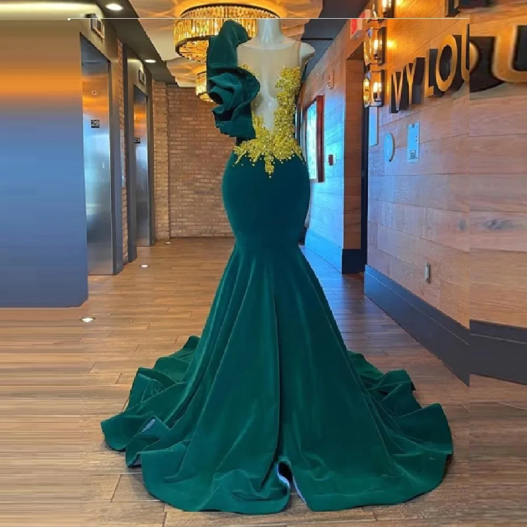 

Женское вечернее платье-русалка, зеленое платье без рукавов на тонких бретельках, расшитое блестками, для выпускного вечера