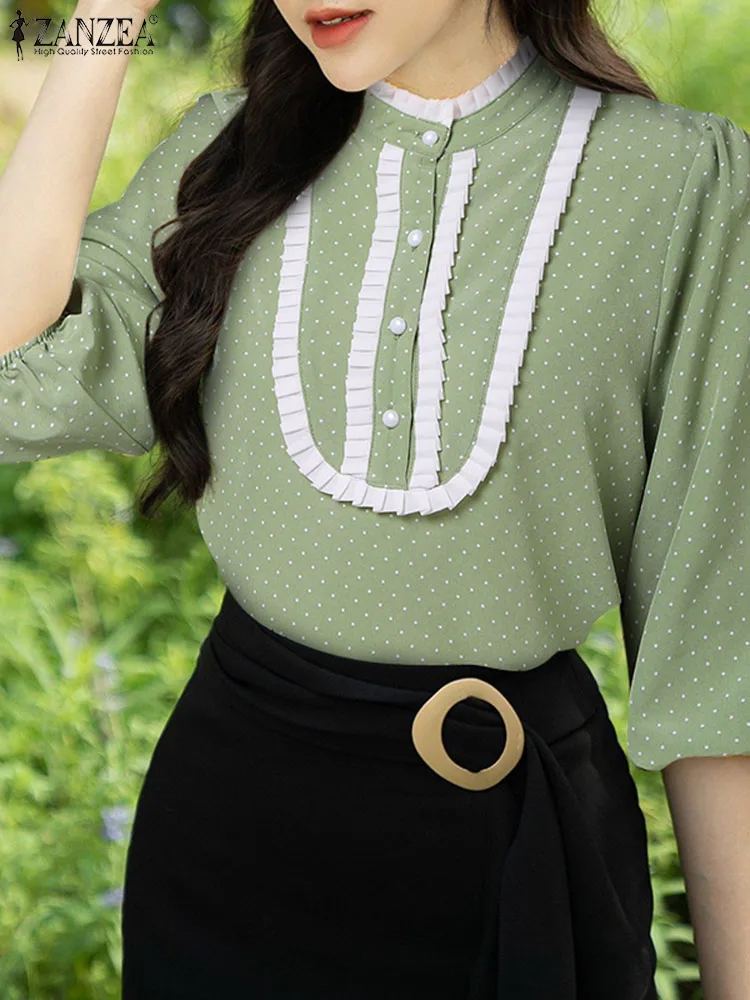 ZANZEA 2024 Spring 3/4 Sleeve Blusas Women Fungus Lace Dots Shirt Elegant Stand Collar Tops Tunic Korean Office All-match Blouse
ZANZEA 2024 Spring 3/4 Sleeve Blusas Women Fungus Lace Dots Shirt Elegant Stand Collar Tops Tunic Korean Office All-match Blouse