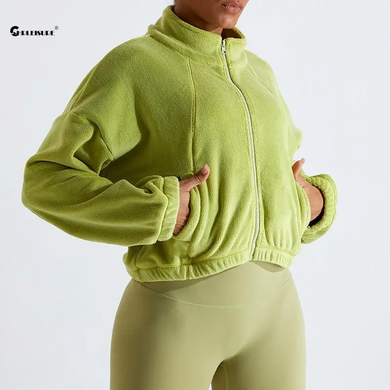 CHRLEISURE, флисовая спортивная куртка для женщин, стоячий воротник, свободный мягкий теплый топ для йоги, фитнеса, ветрозащитная, на ощупь, Спортивная рубашка
CHRLEISURE, флисовая спортивная куртка для женщин, стоячий воротник, свободный мягкий теплый топ для йоги, фитнеса, ветрозащитная, на ощупь, Спортивная рубашка