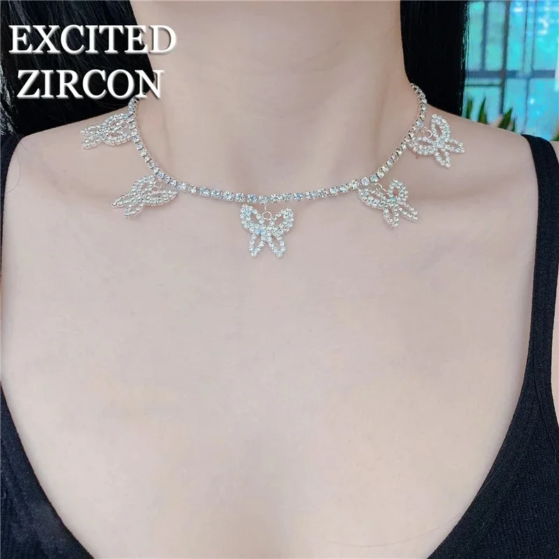 

Простое Модное Элегантное ожерелье с подвеской-бабочкой с кристаллами, подарок на день Святого Валентина, ювелирные изделия