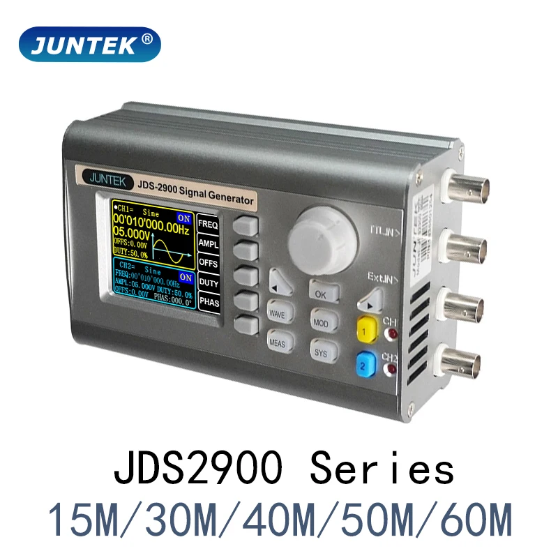 

JUNTEK JDS2900 series 15MHz- 60MHz DDS function signal generator CNC dual-channel frequency counter Arbitrary waveform generator