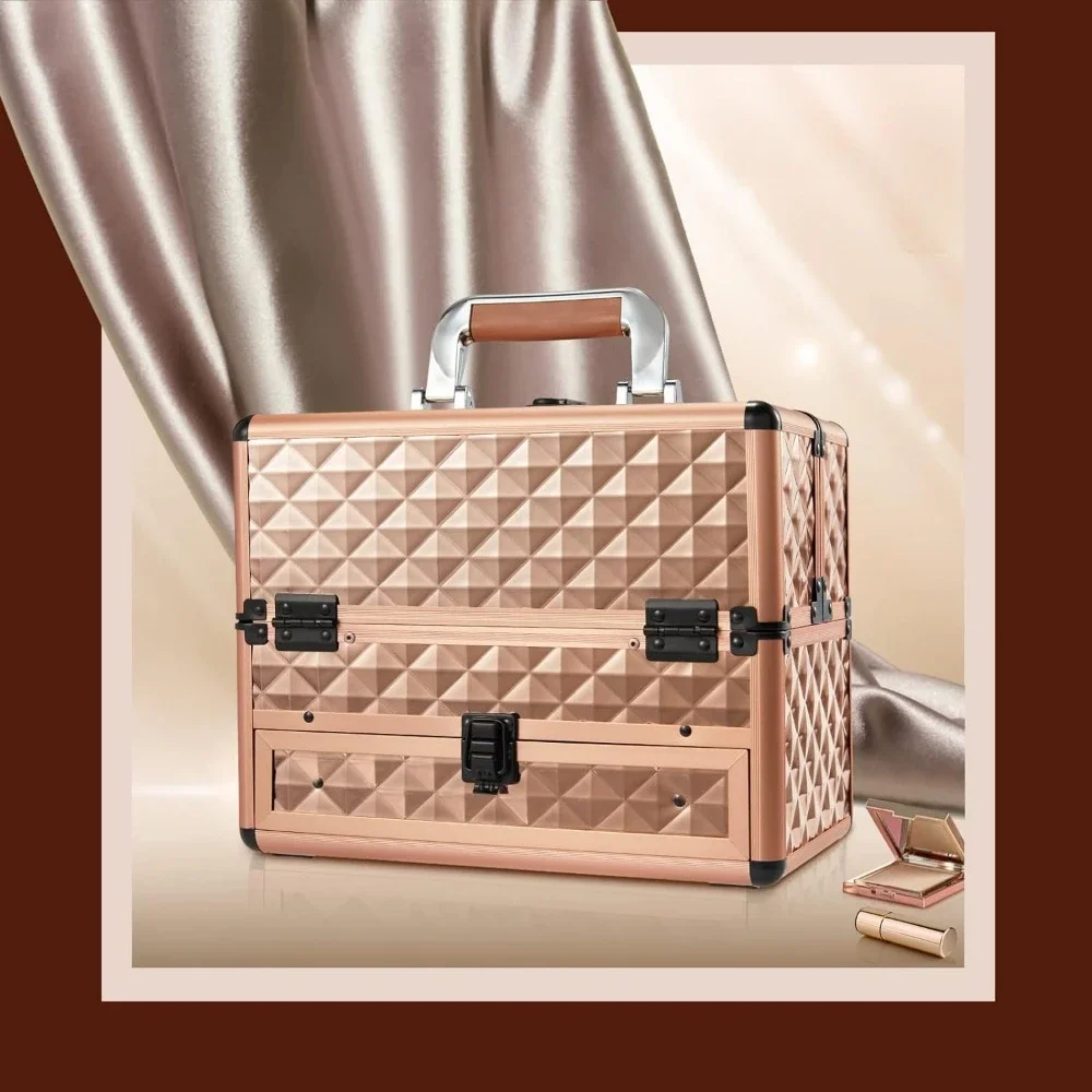 Makeup Train Cases Box Organizer Professional Travel Makeup Cosmetic Storage Cases Portable Lockable with Drawer Rose Gold
Makeup Train Cases Box Organizer Professional Travel Makeup Cosmetic Storage Cases Portable Lockable with Drawer Rose Gold