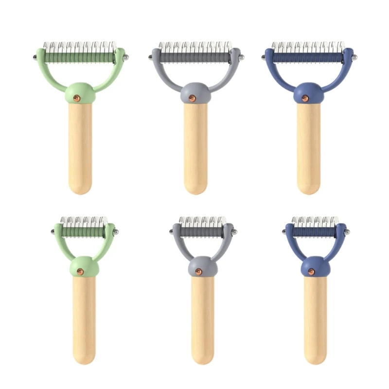 448B Dematting Comb with 2 Sided 11-Teeth/17-Teeth Steel Teeth Professional Grooming Rake for Cats Dogs Wood Handle
448B Dematting Comb with 2 Sided 11-Teeth/17-Teeth Steel Teeth Professional Grooming Rake for Cats Dogs Wood Handle
