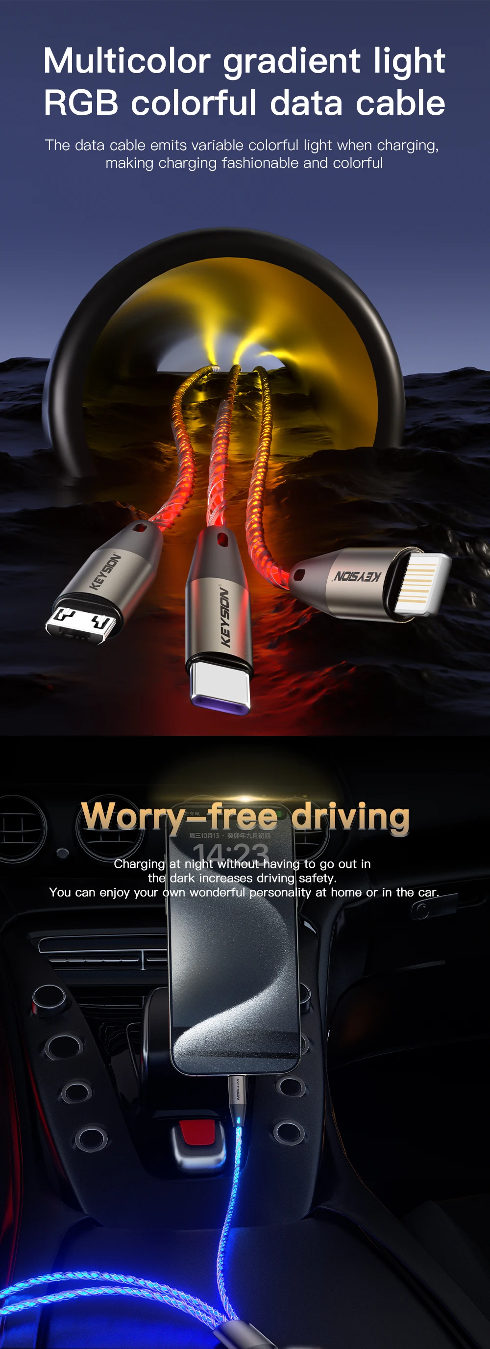 Cable USB 3 en 1 con luz LED RGB gradiente de luz Micro USB Cable tipo C Cable de carga rápida para iPhone Samsung Xiaomi OPPO 7 Cable USB 3 en 1 con luz LED RGB Cable USB 3 en 1 con luz LED RGB gradiente de luz Micro USB Cable tipo C Cable de carga rápida para iPhone Samsung Xiaomi OPPO » Cable USB 3 en 1 con luz LED RGB