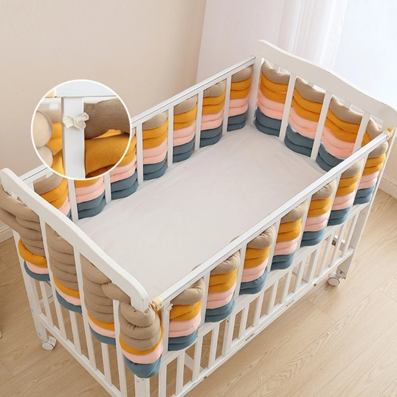 

Baby Bed Bumper Cartoon Twist Crib Surround Soft Strip Spliced Bed Side Cushion Pad Breathable Baby Crib Bedding Supply