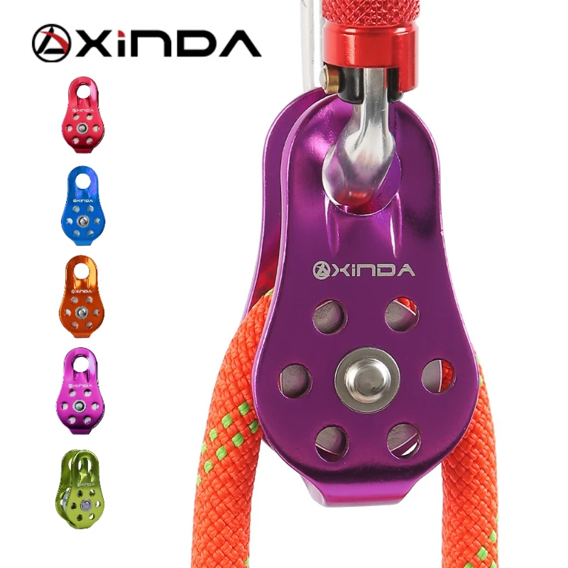 

XINDA Rock Climbing Pulley 5 Color Fixed Sideplate Single Sheave Pulley Outdoor Survival Tool High Altitud Traverse Hauling Gear