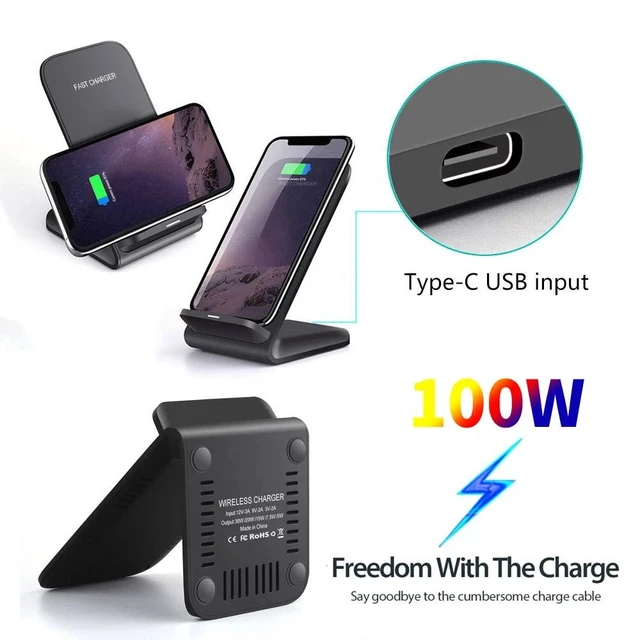 Chargeur rapide sans fil 65W pour Samsung, support de charge rapide pour Samsung S22, S21, Note 20, iPhone 16, 15, 14, 13, XS, Poly X, 8, Airpods Pro, Nouveau 2